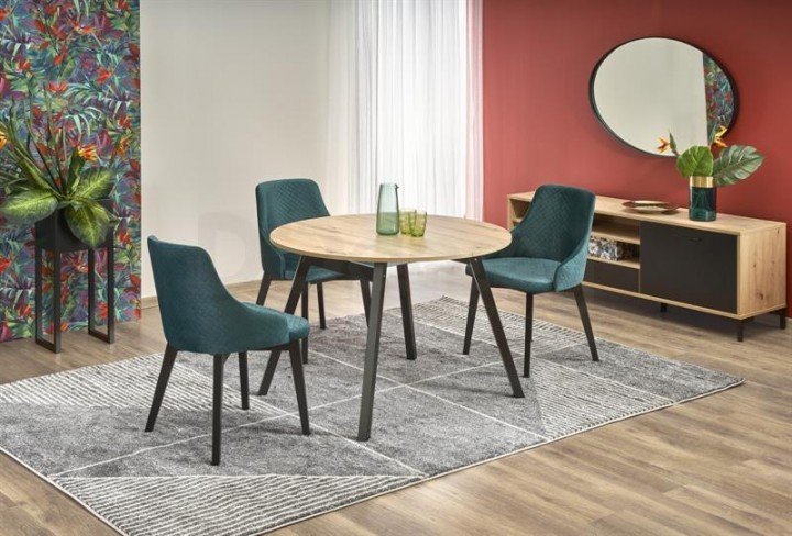 Стол раскладной Halmar Ruben Черный / Дуб ремень